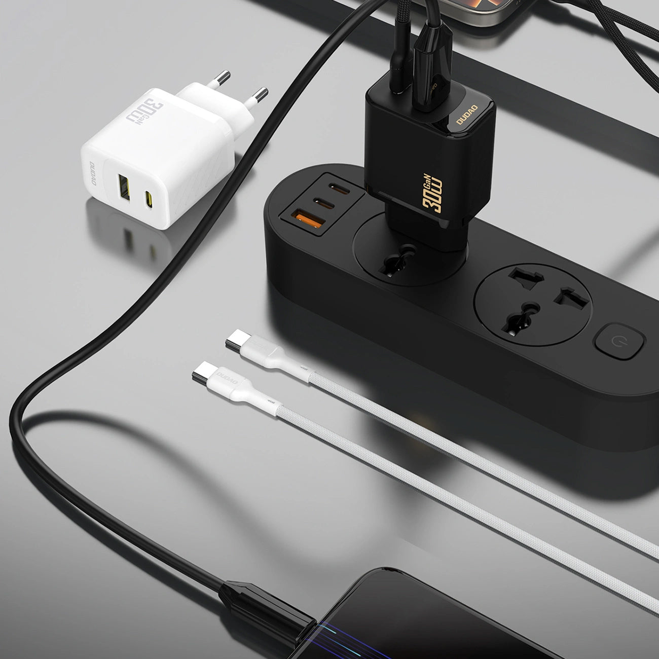 Netzladegerät mit USB-C Kabel Dudao A27TCEU, 30W, 1 x USB-A - 1 x USB-C, Schwarz
