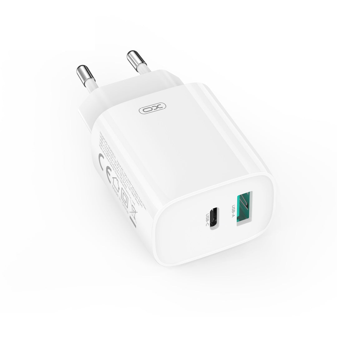 Netzladegerät mit USB-C Kabel XO Design CE29, 20W, 3A, 1 x USB-A - 1 x USB-C, Weiß