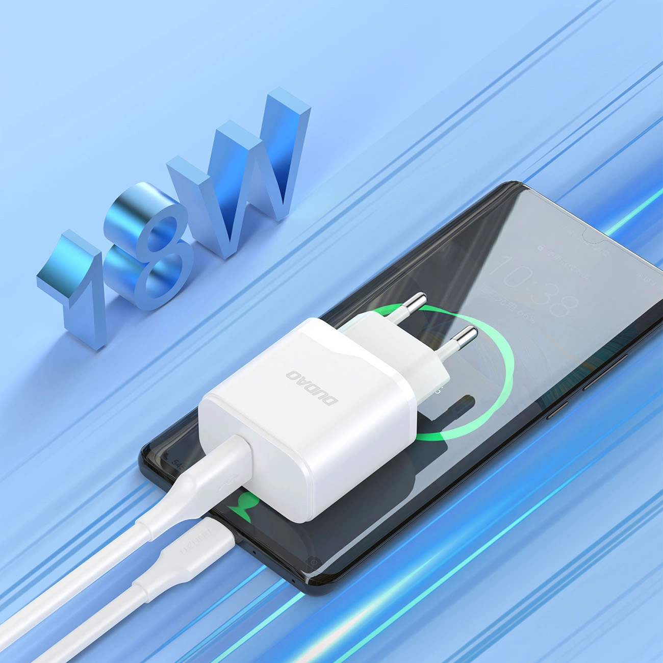Network Charger with USB-C Cable Dudao A20EU, 18W, 3A, 1 x USB-A, White