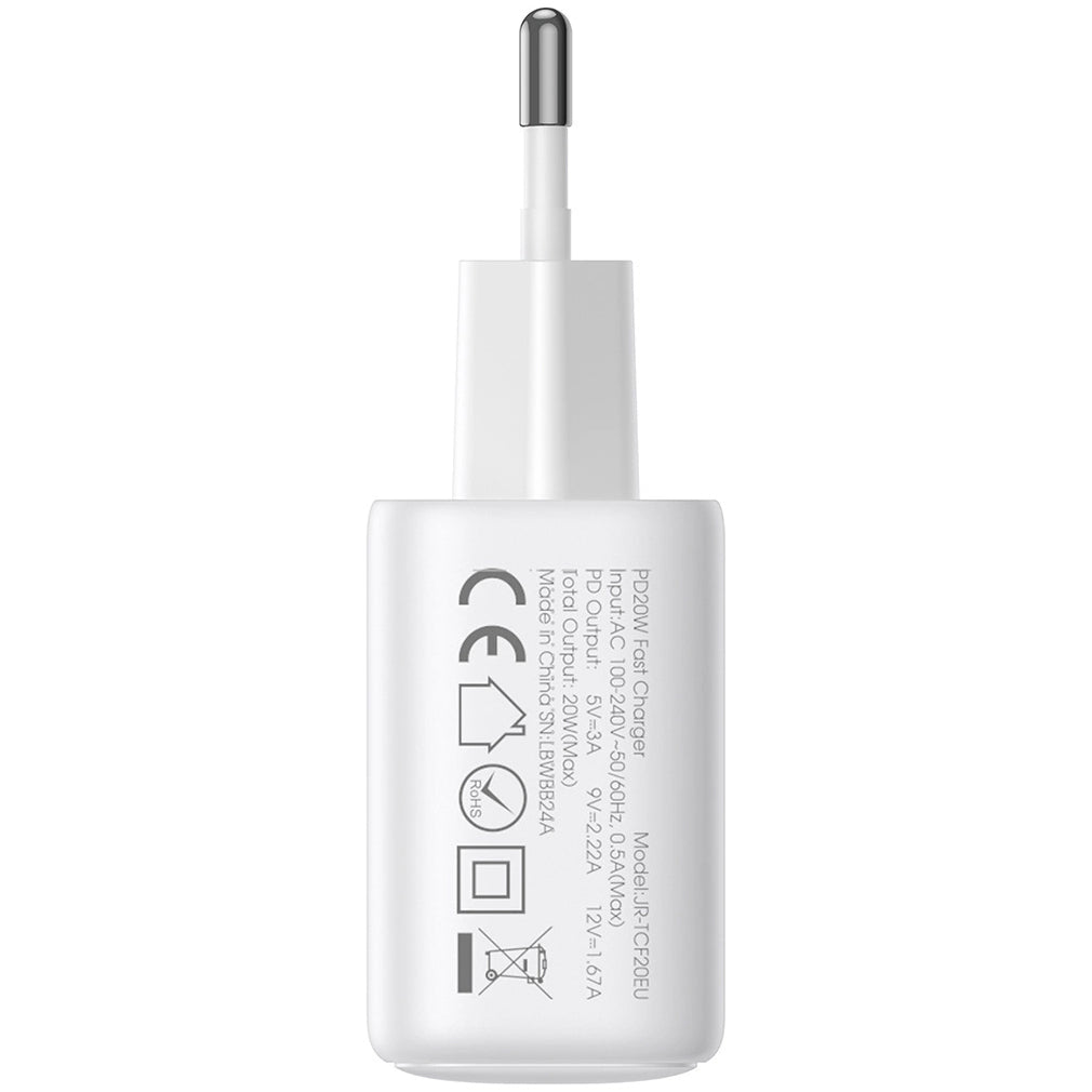 Network Charger with USB-C Cable Joyroom JR-TCF20, 20W, 3A, 1 x USB-C, White