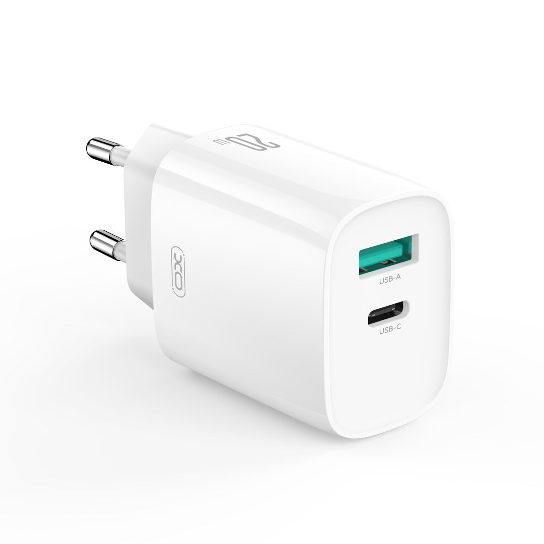 Netzladegerät mit USB-C Kabel XO Design CE29, 20W, 3A, 1 x USB-A - 1 x USB-C, Weiß