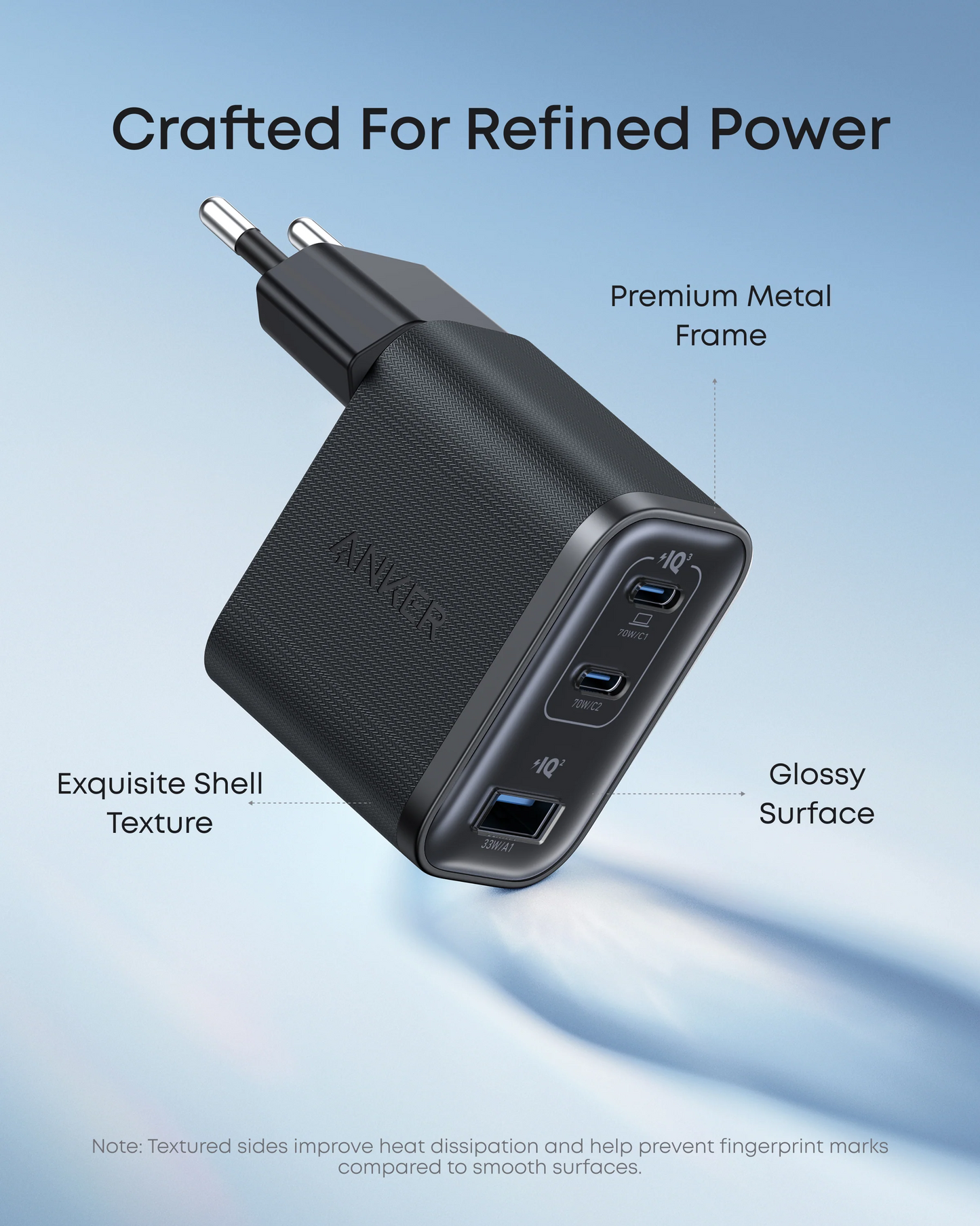 Netzladegerät mit USB-C Kabel Anker Nano, 70W, 3.5A, 1 x USB-A - 2 x USB-C, Grau B121A311