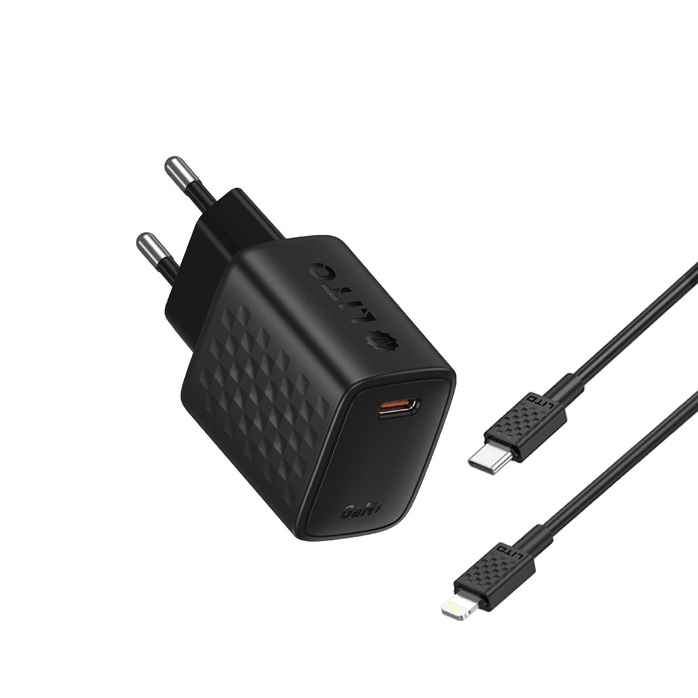 Netzladegerät mit Lightning-Kabel Lito LC17L, 30W, 3A, 1 x USB-C, Schwarz