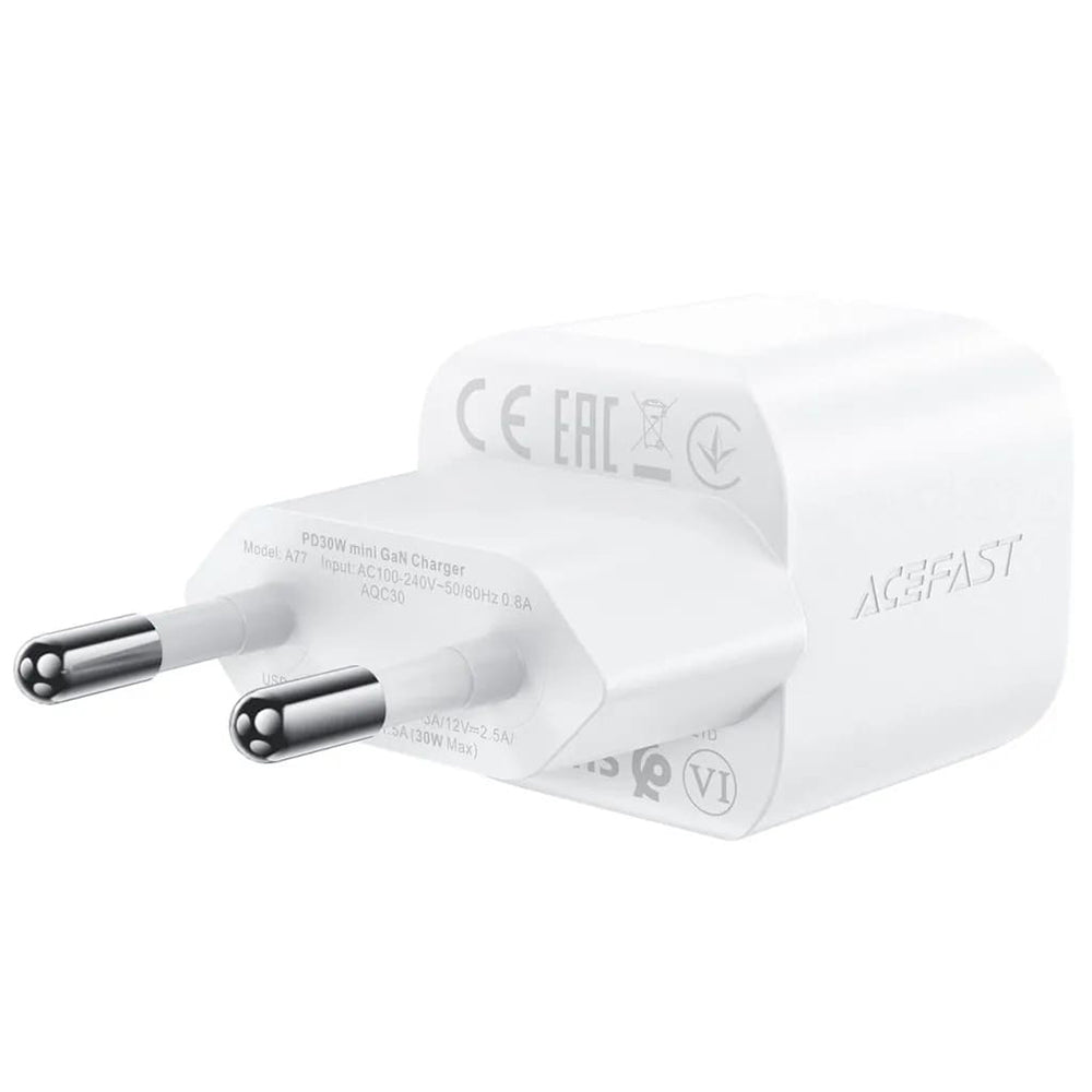 Network Charger with USB-C Cable Acefast A77, 30W, 3A, 1 x USB-C, White