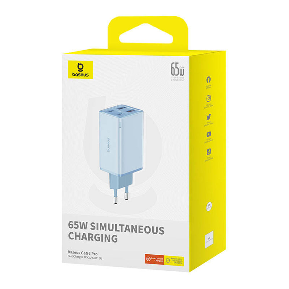 Netzladegerät mit USB-C Kabel Baseus GaN6 Pro, 65W, 3.25A, 2 x USB-A - 2 x USB-C, Blau E0121D00