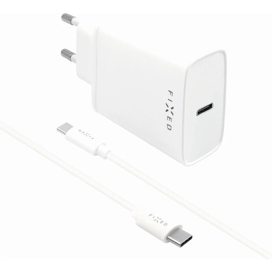 Netzladegerät mit USB-C Kabel Fixed, 20W, 3A, 1 x USB-C, Weiß