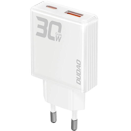 Netzwerk-Ladegerät Dudao A30EU, 30W, 3A, 1 x USB-A - 1 x USB-C, Weiß
