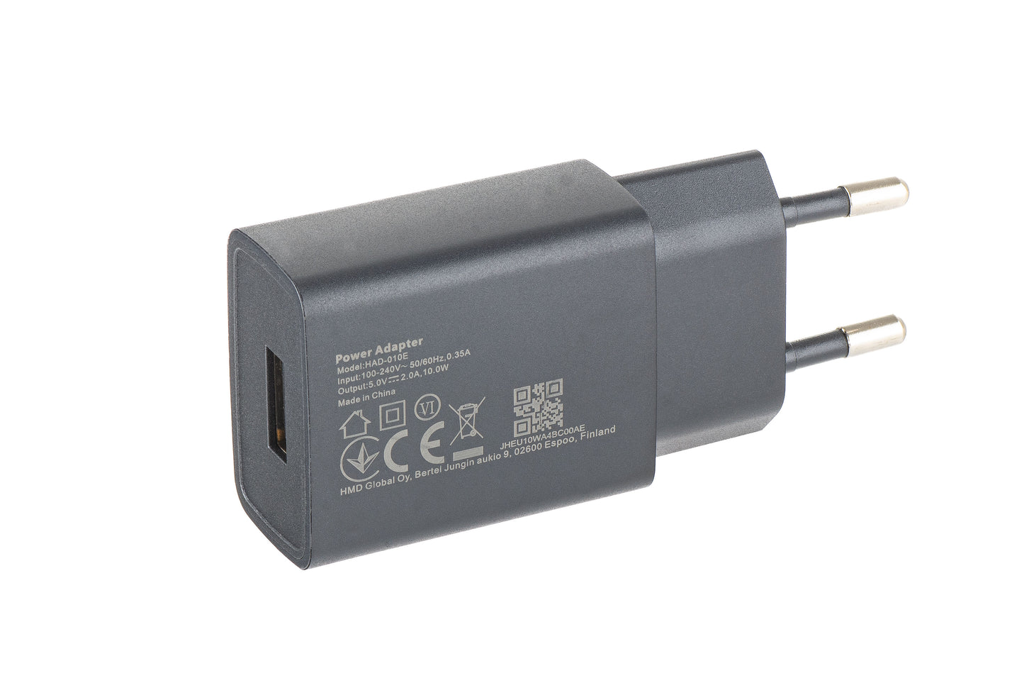 HMD Network Charger, 10W, 2A, 1 x USB-A, Black H601000618SH0