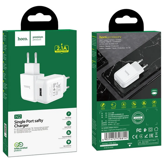 Netzteil HOCO N2, 10W, 2A, 1 x USB-A, Weiß