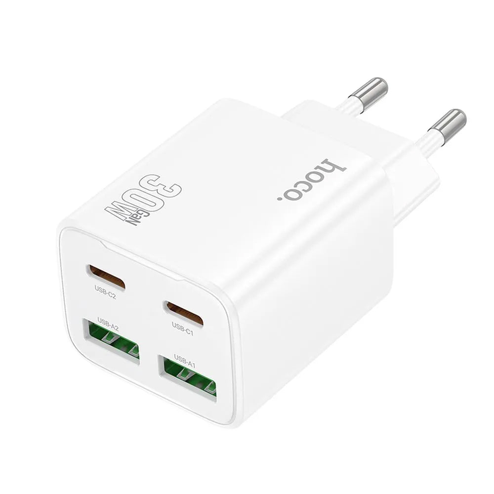 Netzladegerät HOCO N56, 30W, 3A, 2 x USB-A - 2 x USB-C, Weiß