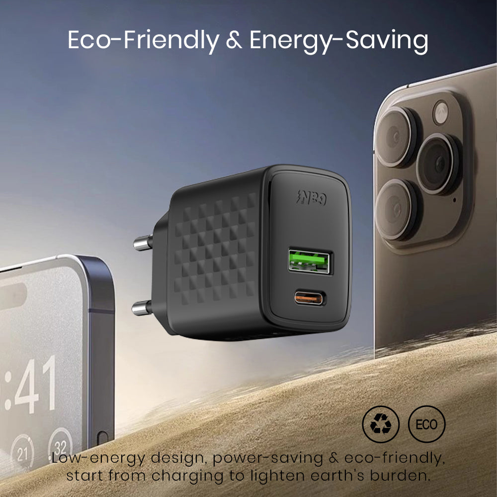Netzladegerät Lito LC15, 20W, 3A, 1 x USB-A - 1 x USB-C, Schwarz