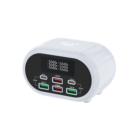 Network Charger Relife RL-309U, 72W, 5A, 2 x USB-C - 4 x USB-A, Silver