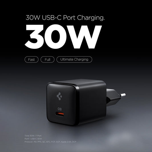 Spigen EE301EU Essential Wall Charger, 30W, 3A, 1 x USB-C, Black ACH09493