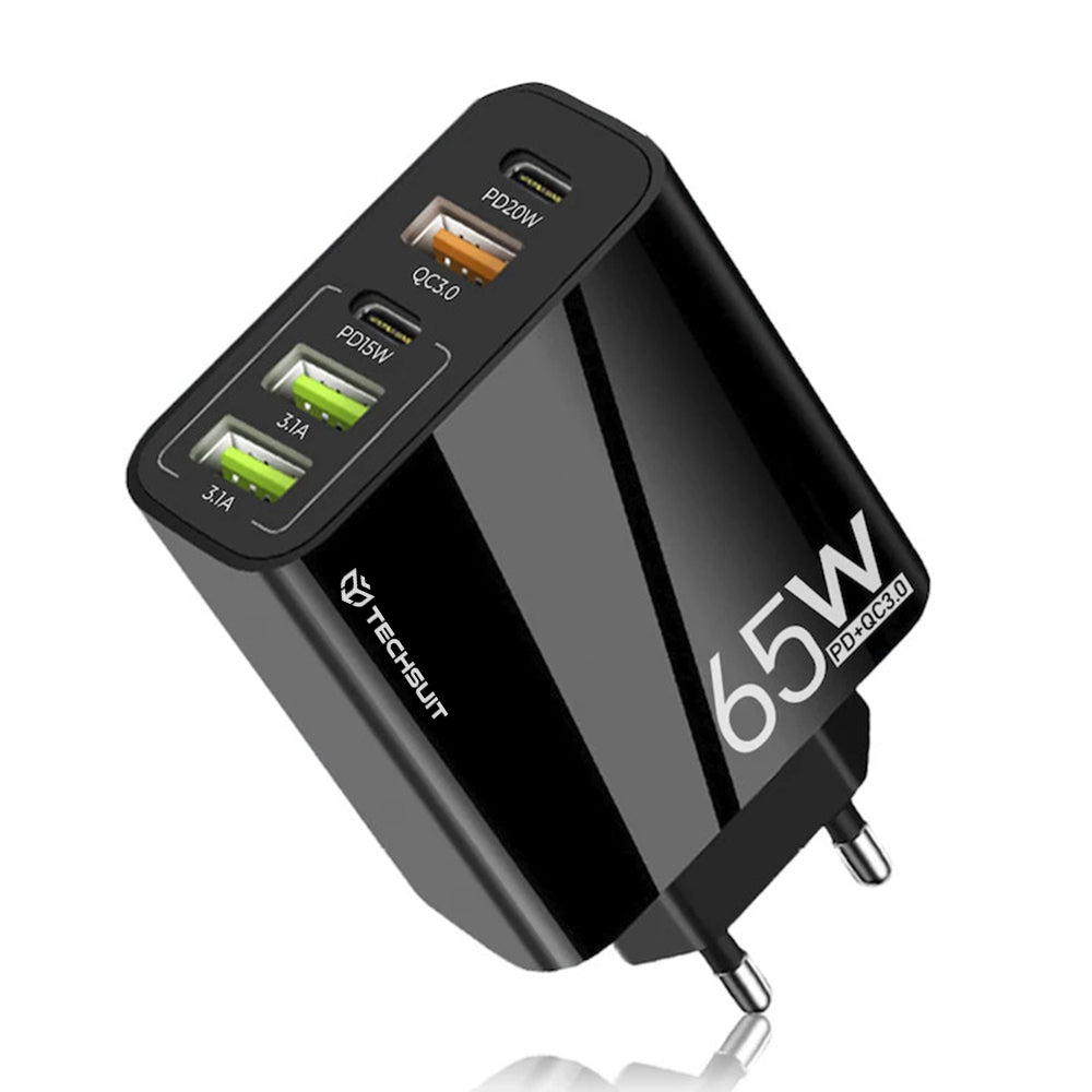 Netzladegerät Techsuit CHC2 PentaXPower, 20W, 3A, 3 x USB-A - 2 x USB-C, Schwarz
