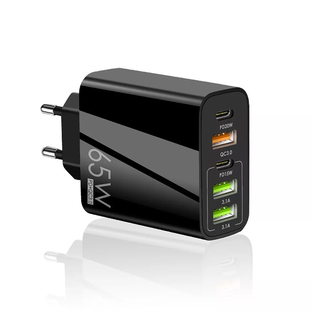 Netzladegerät Techsuit CHC2 PentaXPower, 20W, 3A, 3 x USB-A - 2 x USB-C, Schwarz