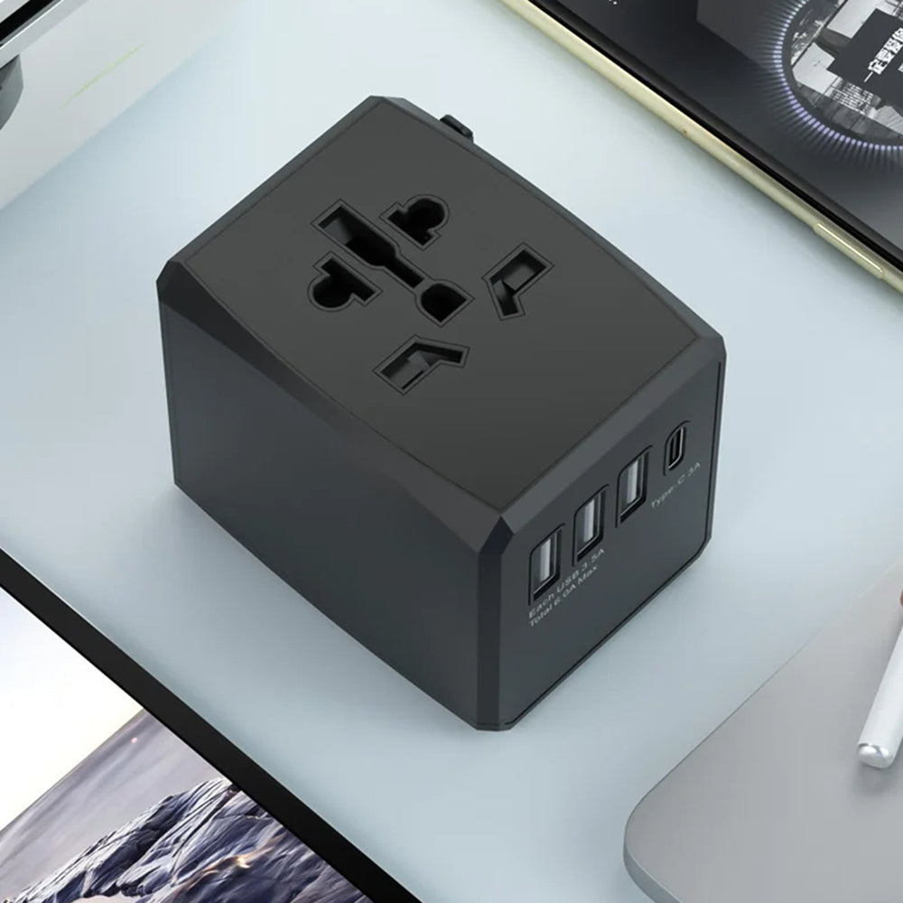 Netzladegerät Techsuit HHT904-B3 Travel, 30W, 3A, 3 x USB-A - 1 x USB-C, Schwarz