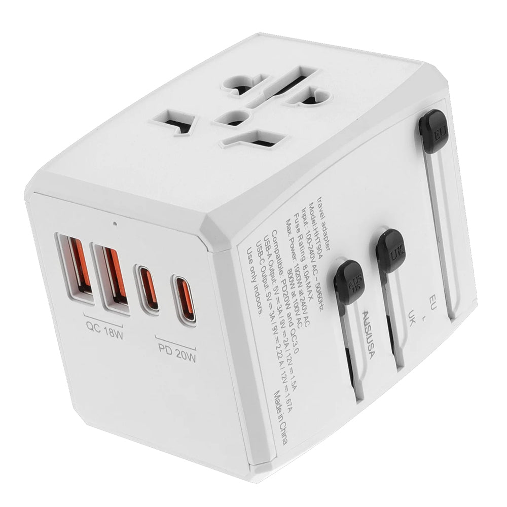 Netzladegerät Techsuit HHT904-W2 Travel, 20W, 3A, 2 x USB-A - 2 x USB-C, Weiß