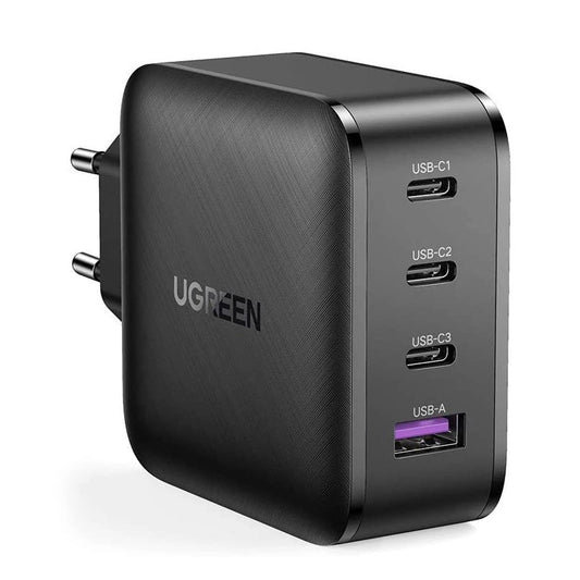 Netzwerk-Ladegerät UGREEN CD104, 65W, 3A, 1 x USB-A - 3 x USB-C, Schwarz