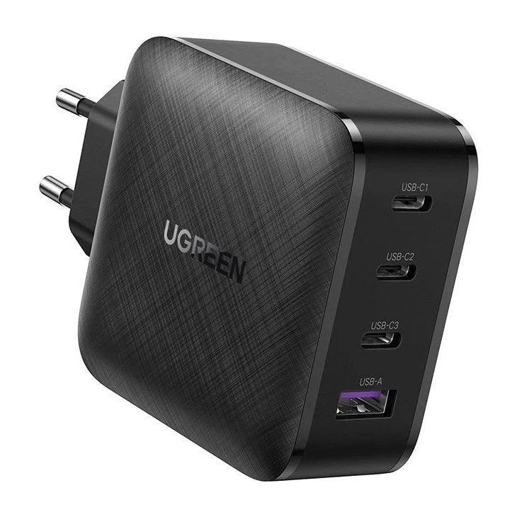 Netzwerk-Ladegerät UGREEN CD104, 65W, 3A, 1 x USB-A - 3 x USB-C, Schwarz