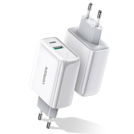 Netzwerk-Ladegerät UGREEN CD170, 36W, 3A, 1 x USB-A - 1 x USB-C, Weiß