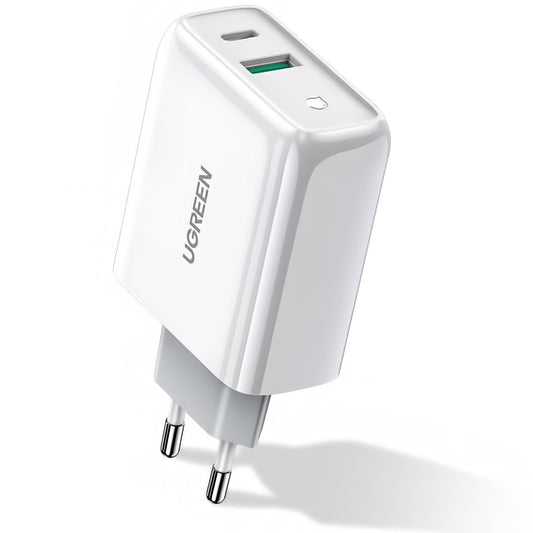 Netzwerk-Ladegerät UGREEN CD170, 36W, 3A, 1 x USB-A - 1 x USB-C, Weiß
