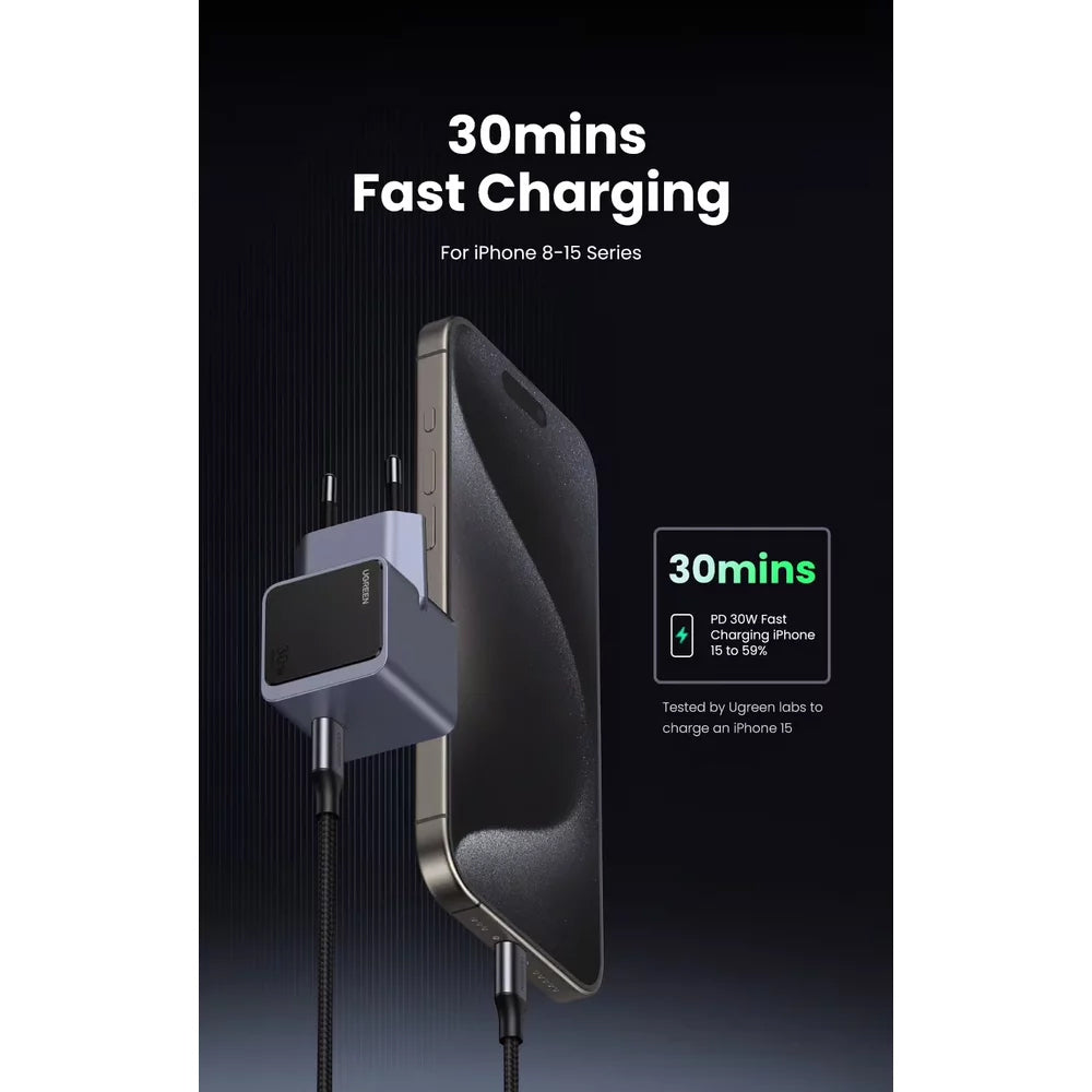 Netzwerk-Ladegerät UGREEN X503 Nexode Air, 30W, 3A, 1 x USB-C, Grau