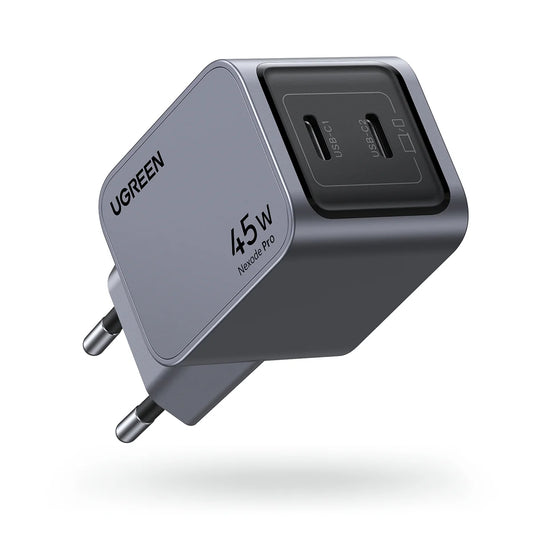 Netzwerk-Ladegerät UGREEN X707 Nexode Pro, 45W, 3A, 2 x USB-C, Grau