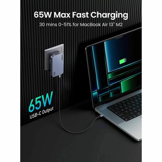 Netzwerk-Ladegerät UGREEN X753 Nexode Pro, 65W, 3A, 1 x USB-A - 2 x USB-C, Grau