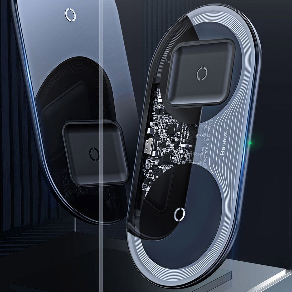 Baseus Simple 2in1 Wireless Netzladegerät, 15W, 1.67A, Transparent WXJK-A01