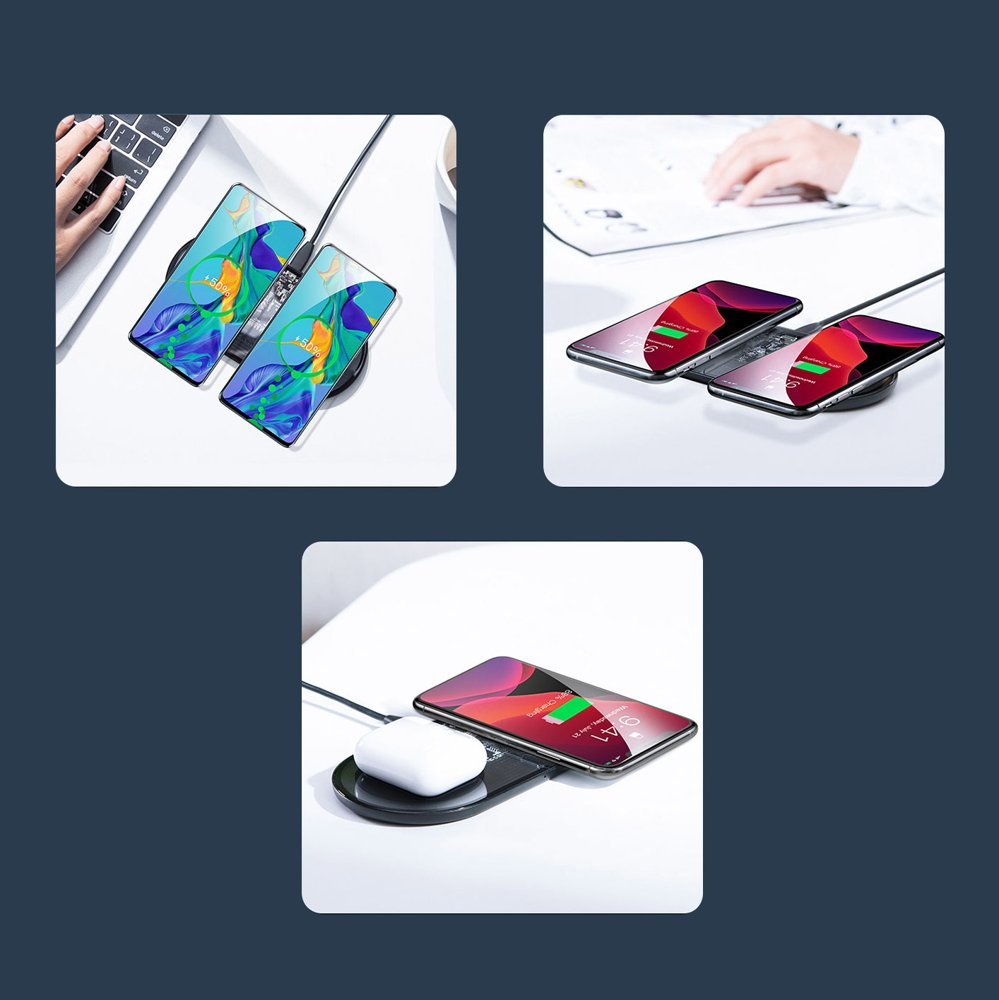 Baseus Simple 2in1 Wireless Netzladegerät, 15W, 1.67A, Transparent WXJK-A01