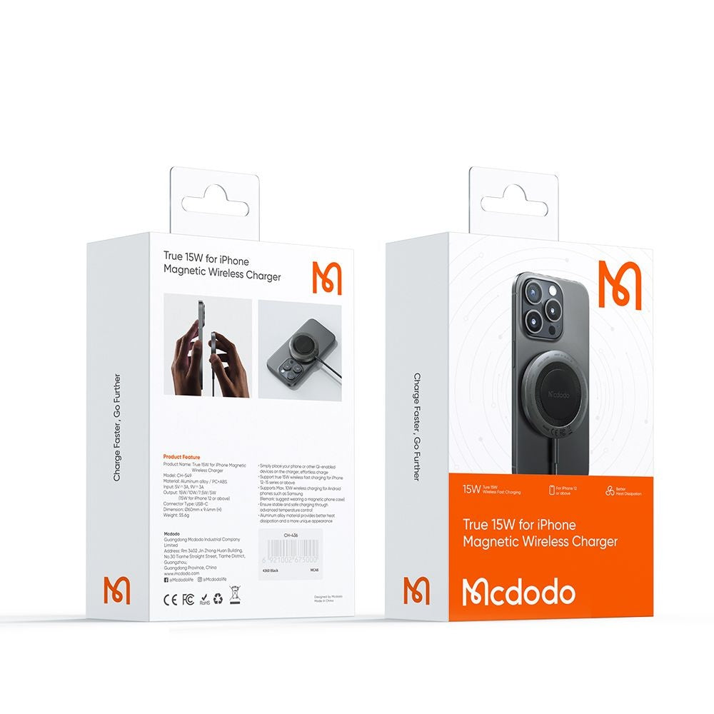 Drahtloses Netzladegerät McDodo CH-5490, 15W, 1.67A, Schwarz