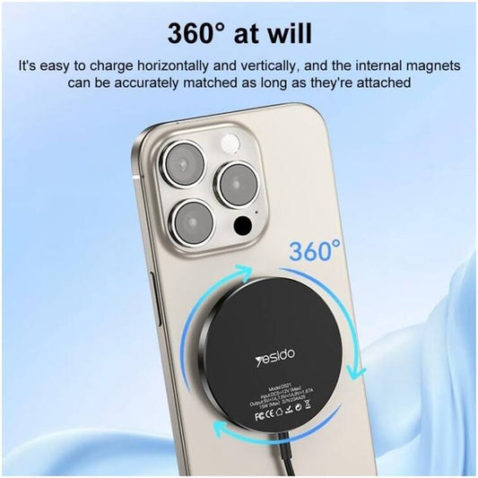 Wireless-Netzladegerät Yesido DS21, 15W, 1.67A, Schwarz