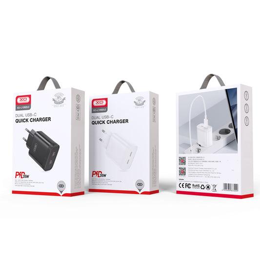 Netzwerk-Ladegerät XO Design L105, 35W, 3A, 2 x USB-C, Schwarz