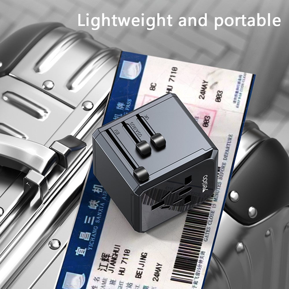 Yesido MC24 Travel Network Charger, 20W, 3A, 3 x USB-A - 1 x USB-C, Black