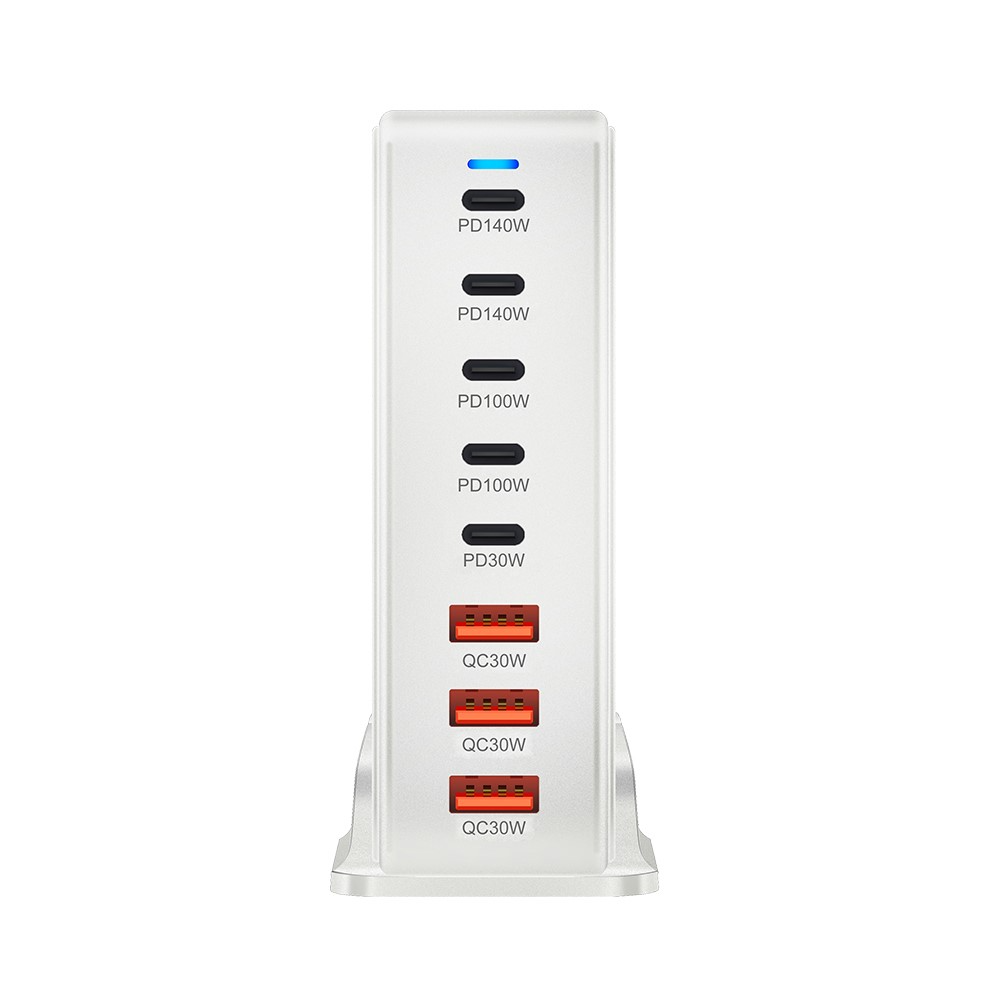OEM Ladestation Ladegerät, 600W, 4 x USB-A - 4 x USB-C, Weiß