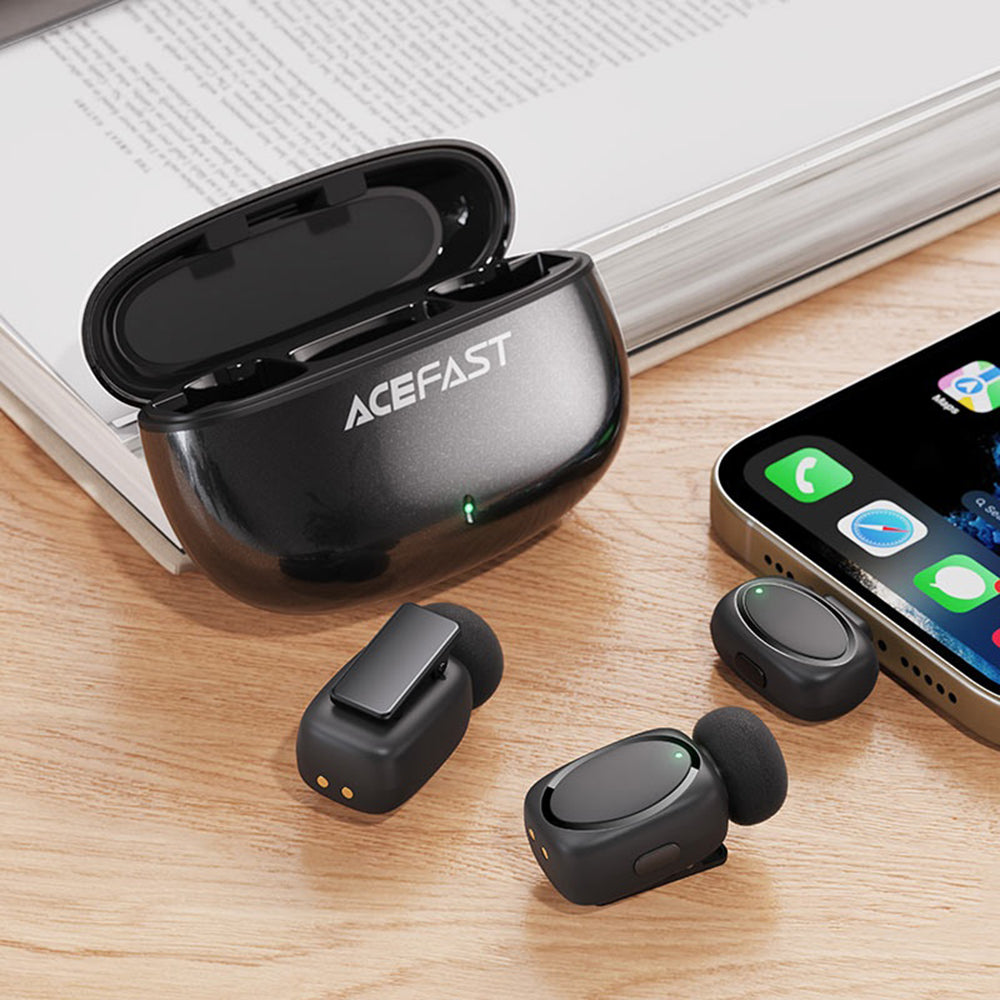 Lavaliermikrofon Acefast R2, USB-C, Set 2 Stück, Schwarz