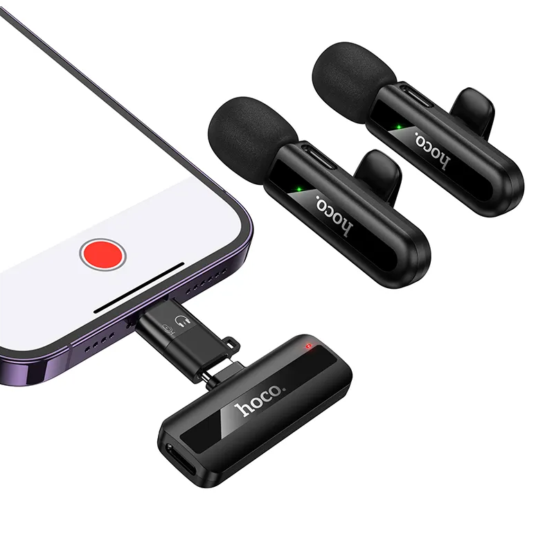 Lavaliermikrofon HOCO L20A, USB-C / Lightning, Set 2 Stück, Schwarz