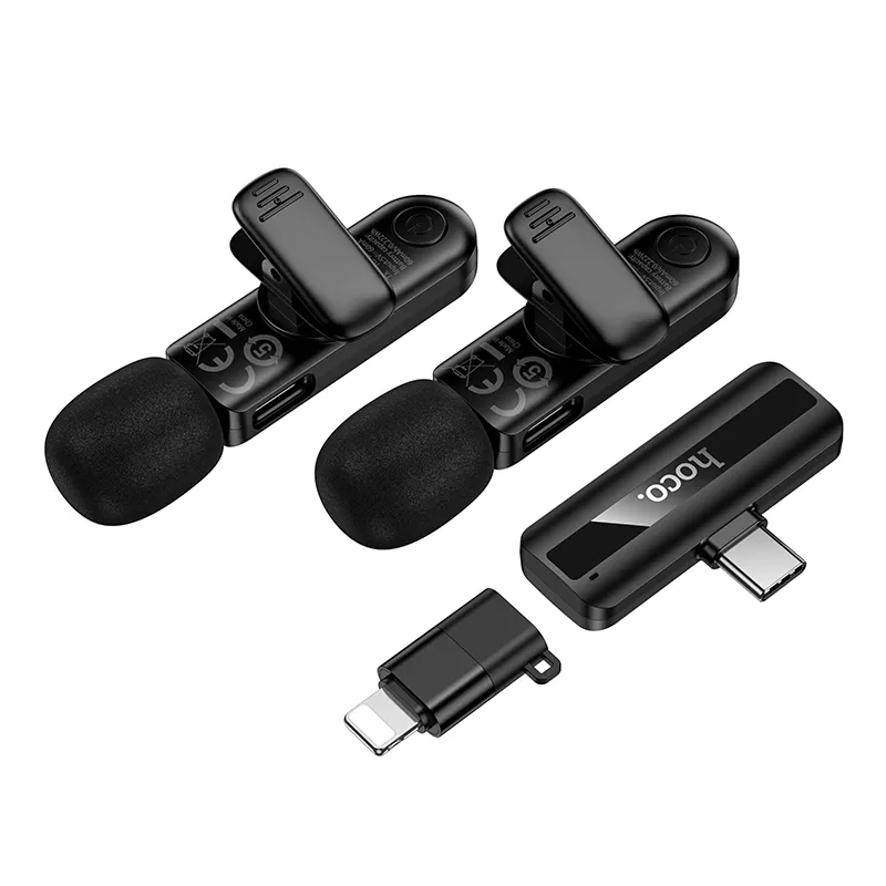 Lavaliermikrofon HOCO L20A, USB-C / Lightning, Set 2 Stück, Schwarz