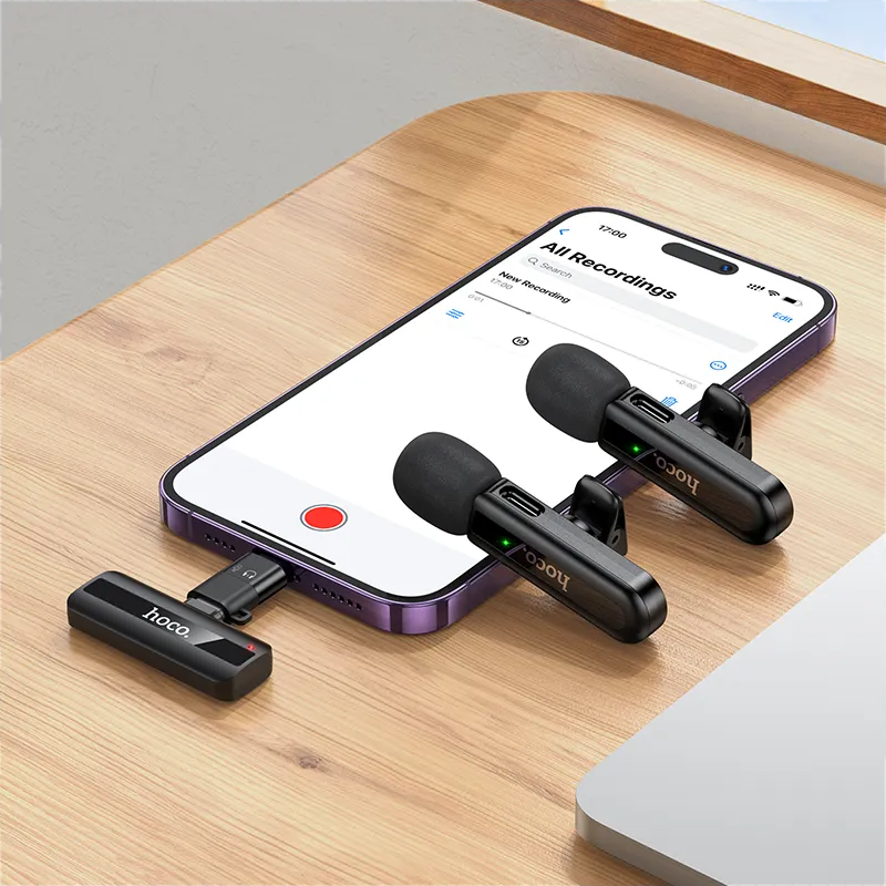 Lavaliermikrofon HOCO L20A, USB-C / Lightning, Set 2 Stück, Schwarz
