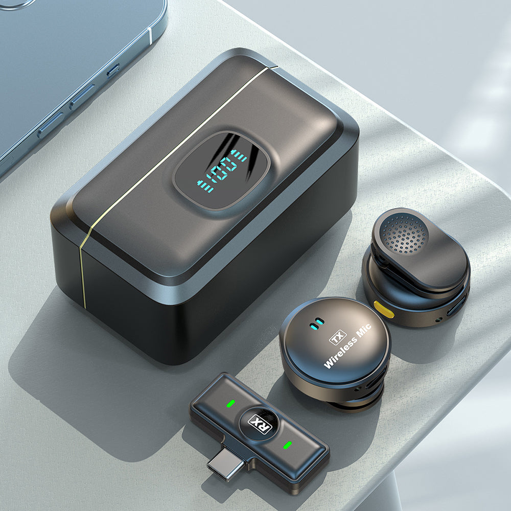 Lavaliermikrofon Techsuit LW5, USB-C, Set 2 Stück, Schwarz