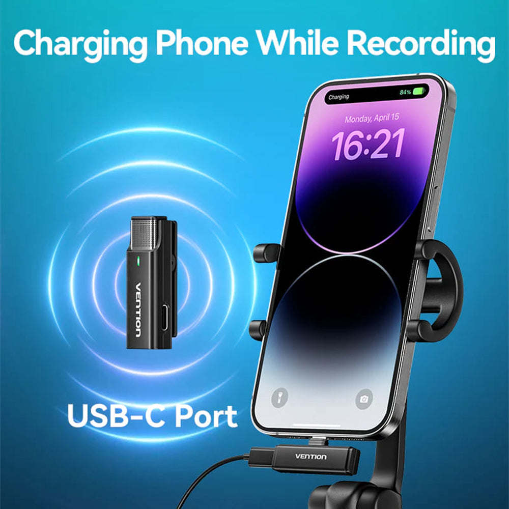 Vention Clip-On Lavalier, USB-C, Set 2 Stück, Schwarz