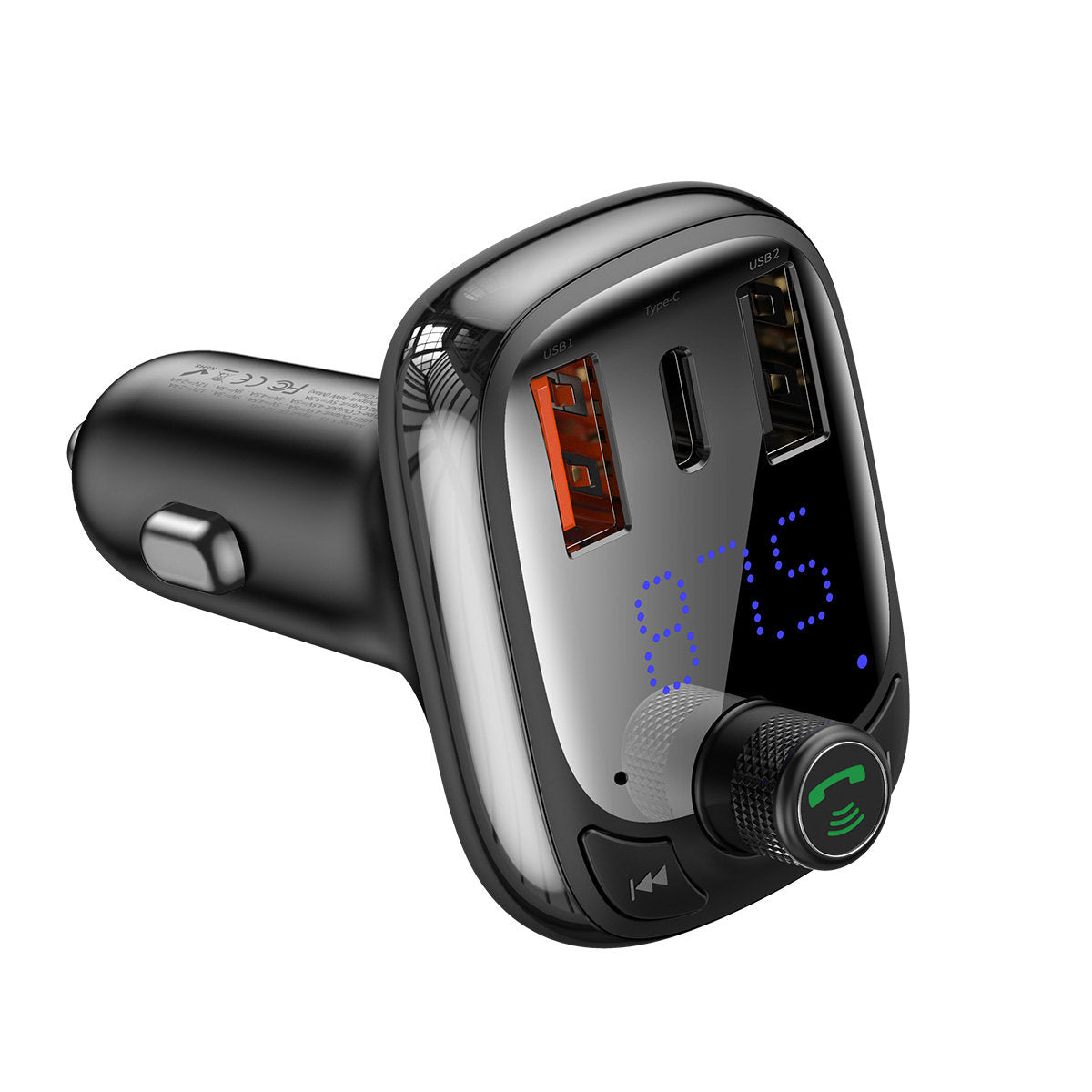 Baseus S-13 Bluetooth FM Modulator, 2 x USB-A - 1 x USB C - 1 x microSD CCMT000101
