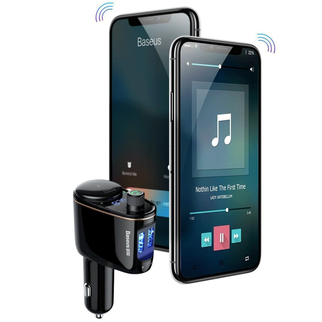 Baseus S-06 FM-Transmitter Bluetooth | 2x USB-A | Schwarz