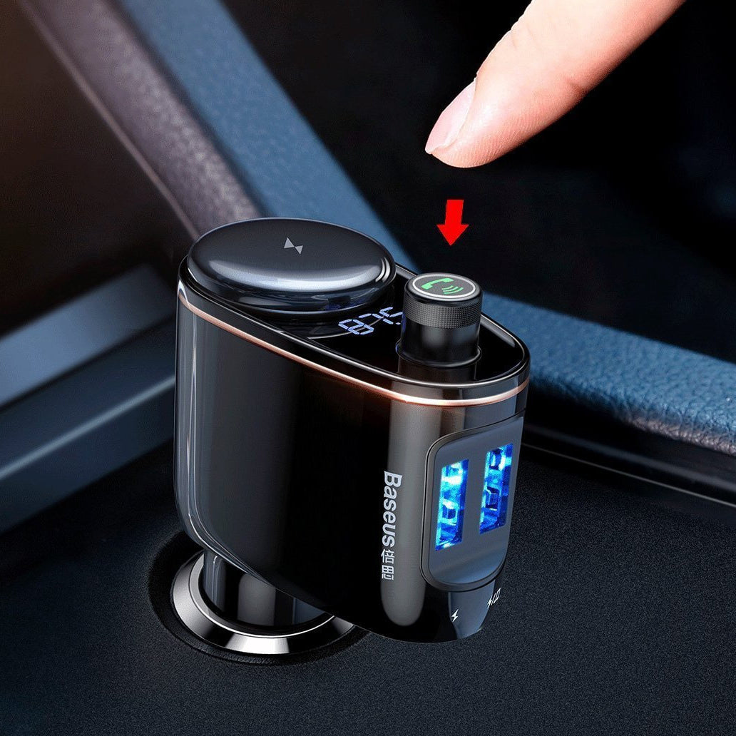 Baseus S-06 FM-Transmitter Bluetooth | 2x USB-A | Schwarz