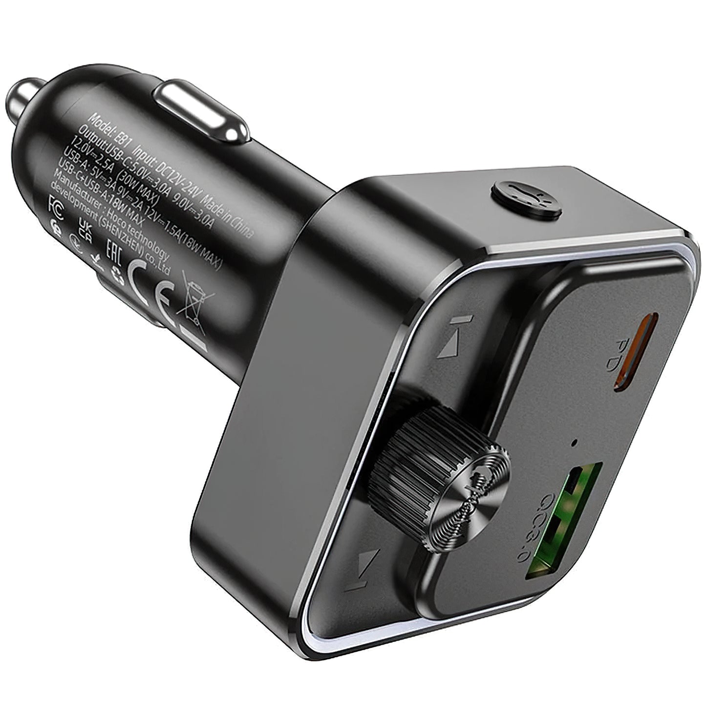 FM Bluetooth Modulator HOCO E81, 1 x USB-A - 1 x USB-C