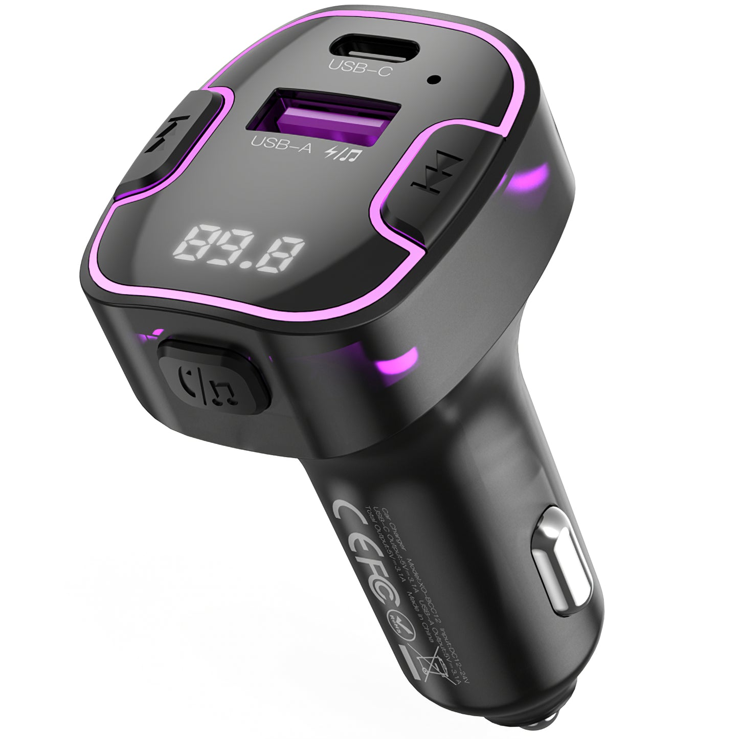 XO Design BCC12 FM-Transmitter Bluetooth | 1x USB-A & 1x USB-C