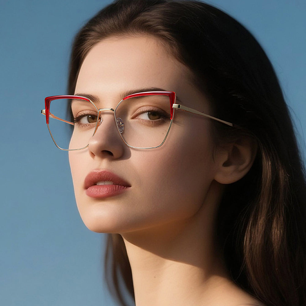 Damen Computerbrille Techsuit 3156, Anti-Blue Light, Schwarz Gold