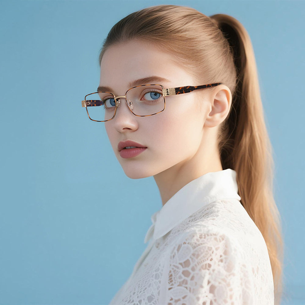 Damen Computerbrille Techsuit 3163, Anti-Blue Light, Schwarz Gold