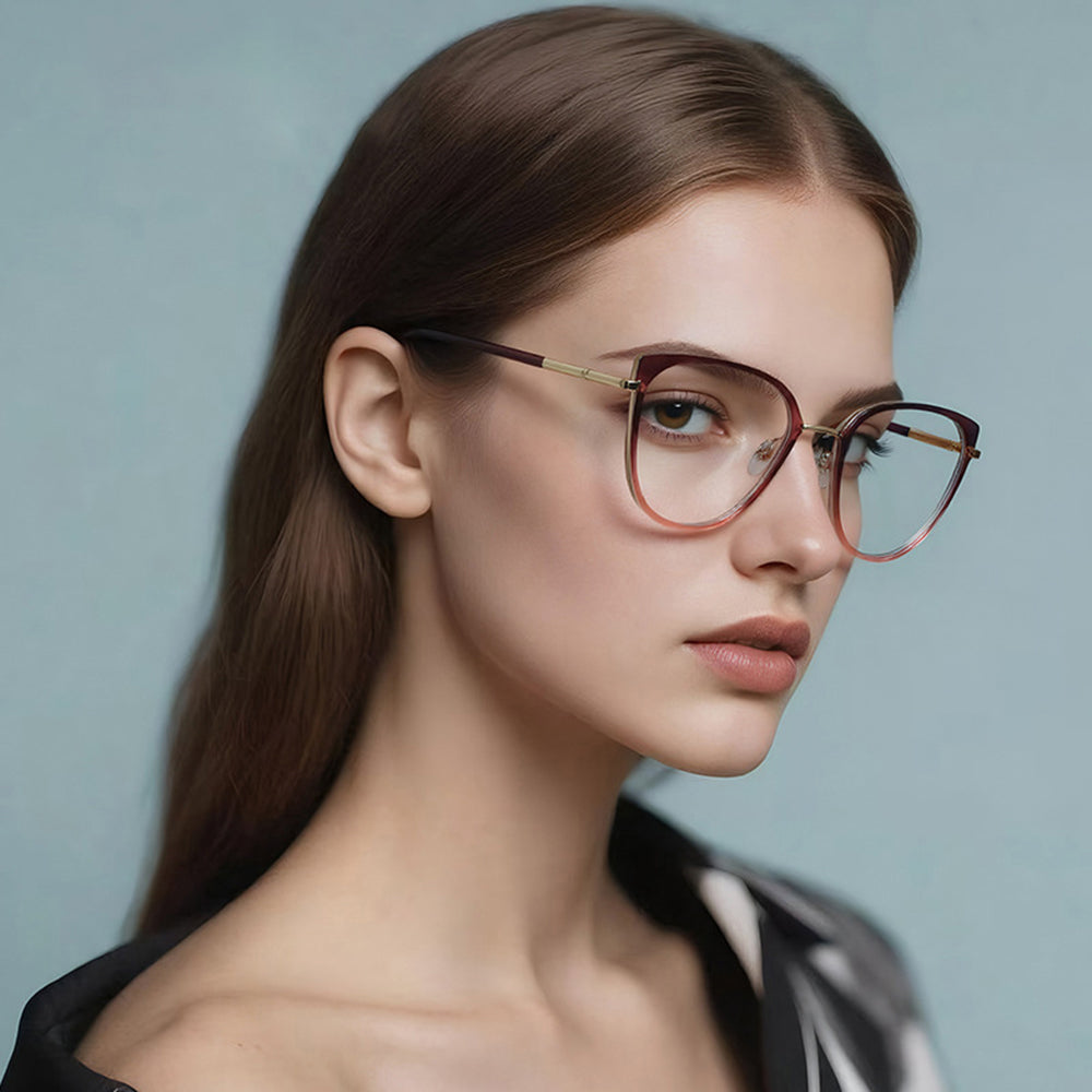 Damen Computerbrille Techsuit 82290, Anti-Blue Light, Schwarz Gold