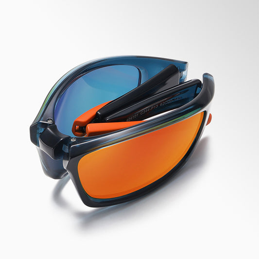 Unisex Fahrradbrille Techsuit 24101, polarisiert, grau-blau